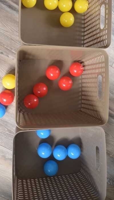 A set of colored balls sorted into baskets to illustrate how desired habit changes can be sorted into groups A set of colored balls sorted into baskets to illustrate how desired habit changes can be sorted into groups