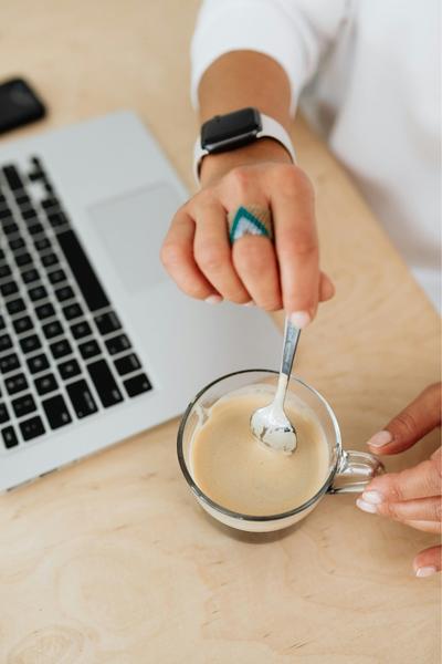 slow coffee stirring as part of a daily routine to practice delayed gratification and patience and combat ADHD impulsivity