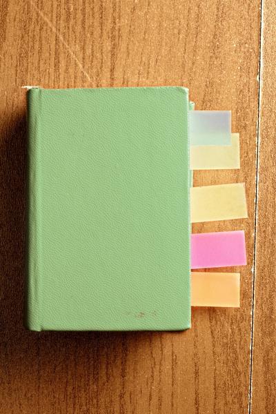 Bookmarks in a journal are used to illustrate picking a single point to refamiliarize yourself with and regain context rather than jumping directly back into completing the entire task to lower reactivation cost